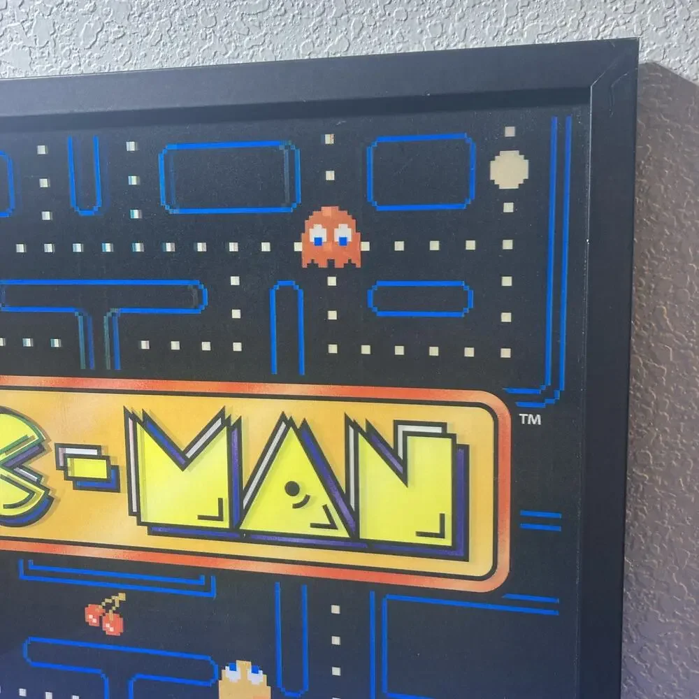 PAC MAN Holographic Wall Art Retro Arcade. Characters Move With Perspective